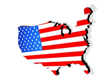 Mapa con bandera de Estados Unidos